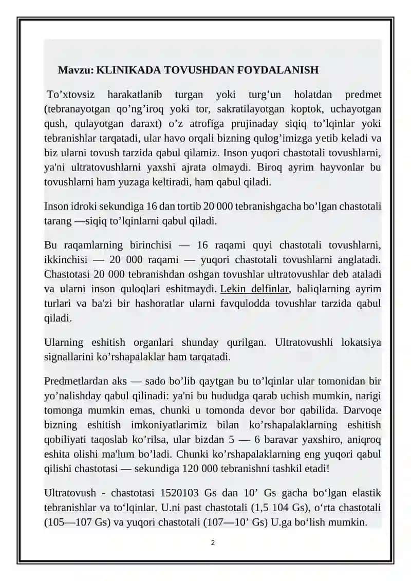 KLINIKADA TOVUSHDAN FOYDALANISH 2