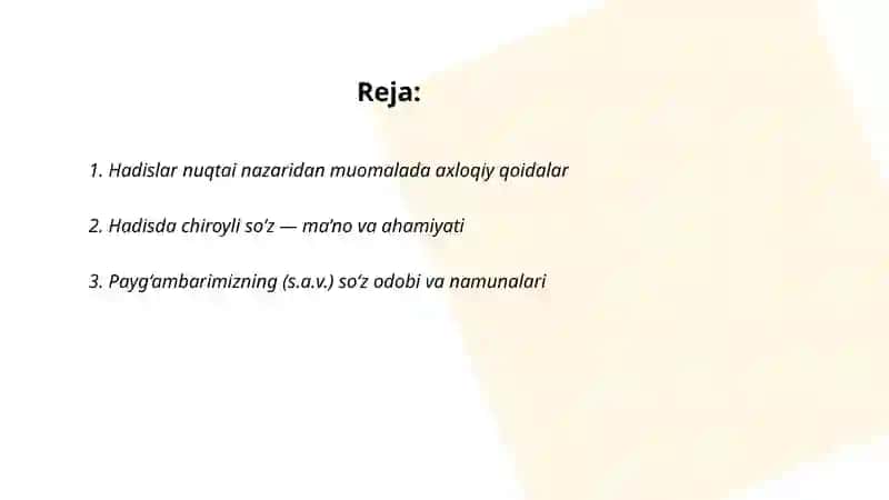Hadisi sharifda muomala,chiroyli so‘z xususida 2