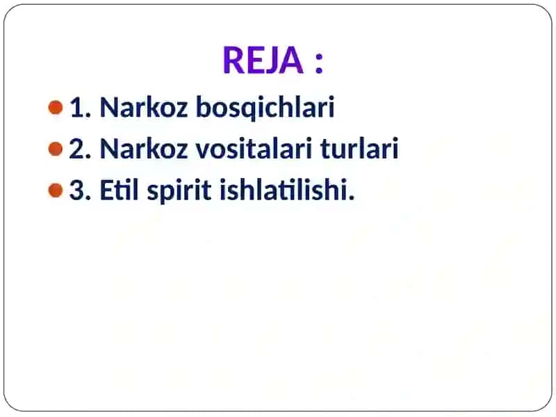 Narkoz vositalari. Etil spirti 2