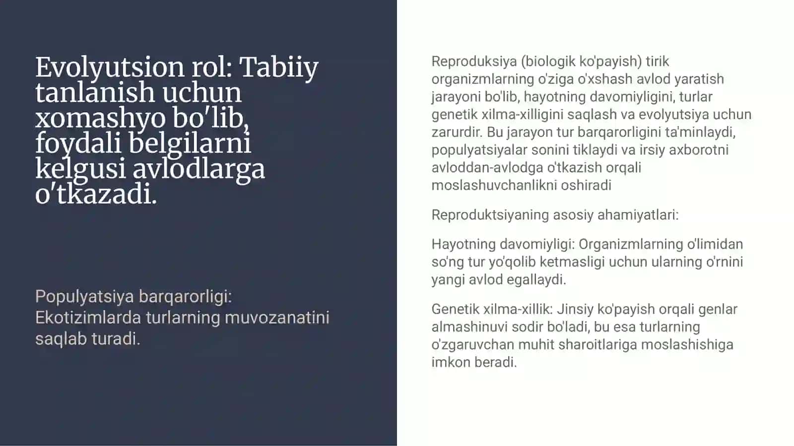 Reproduksiyoning ahamiyati 2