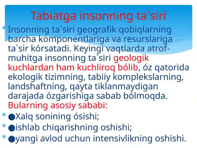 Inson va tabiat orasidagi aloqalar sistemasi 2