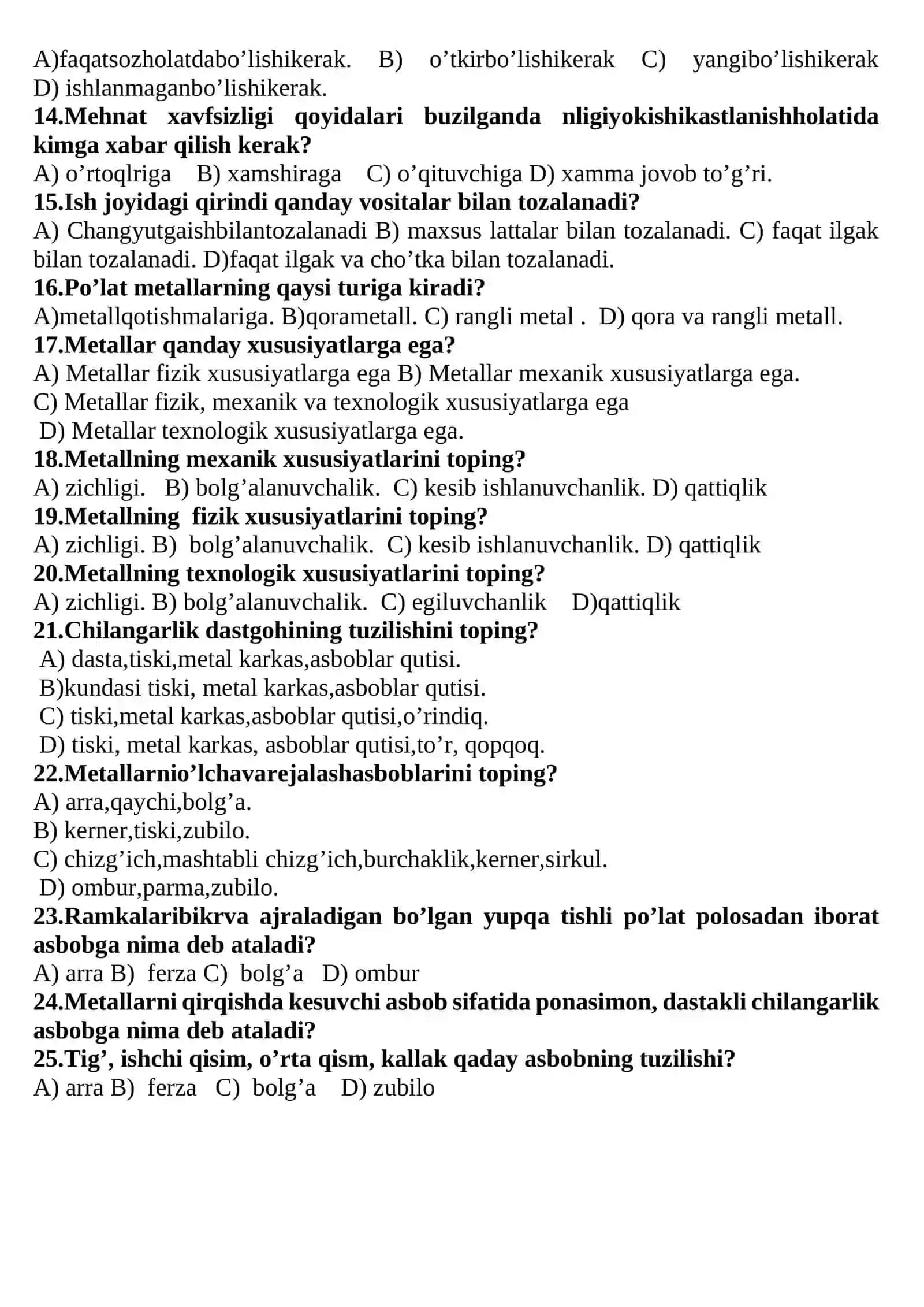O'quvchilar bilimini mustahkamlash 2