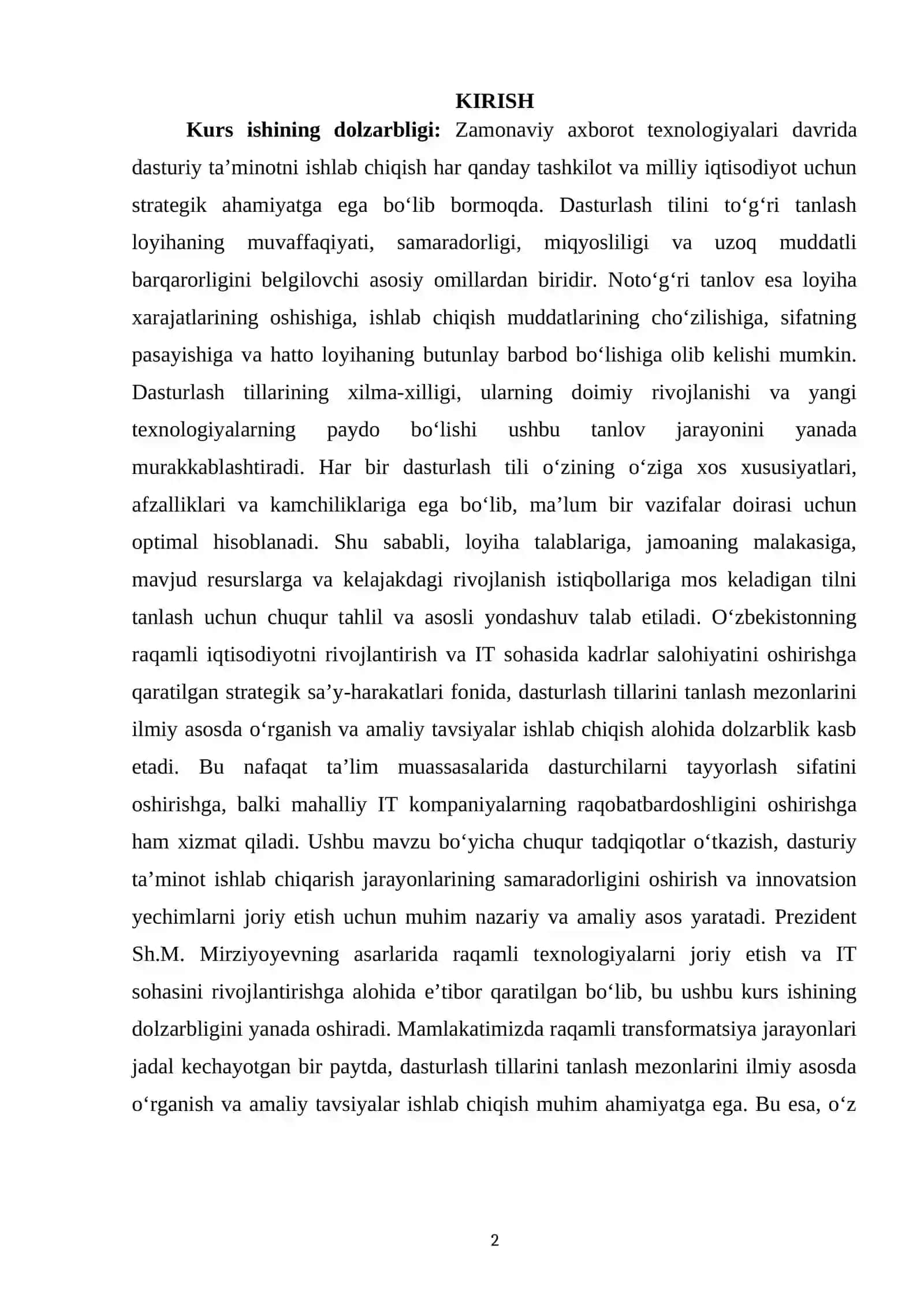 Dasturlash tillarini tanlash mezonlari 2