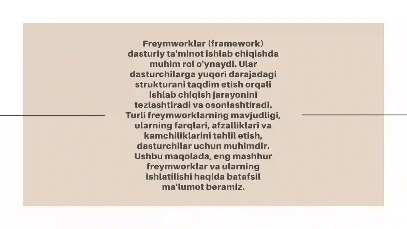 Freymworklarning Bir-biridan Farqi 2
