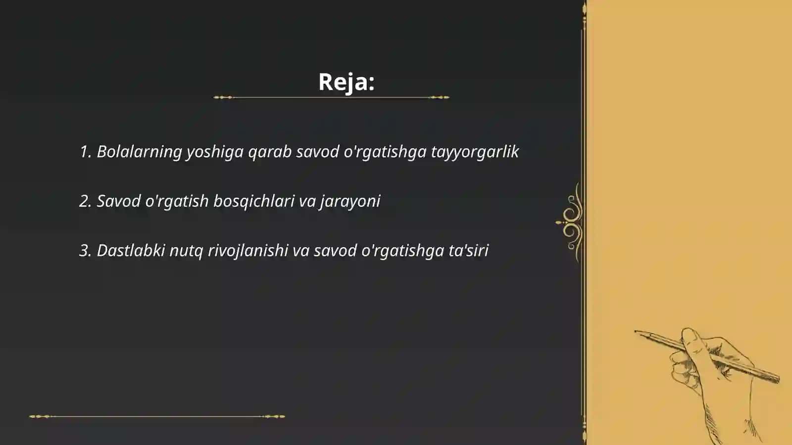Bolalarniing savod o'rgatish. jarayoniga tayyorgarligini o'rganish 2