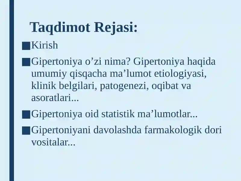 Gipertoniya Va uni Farmakologik davolash 2