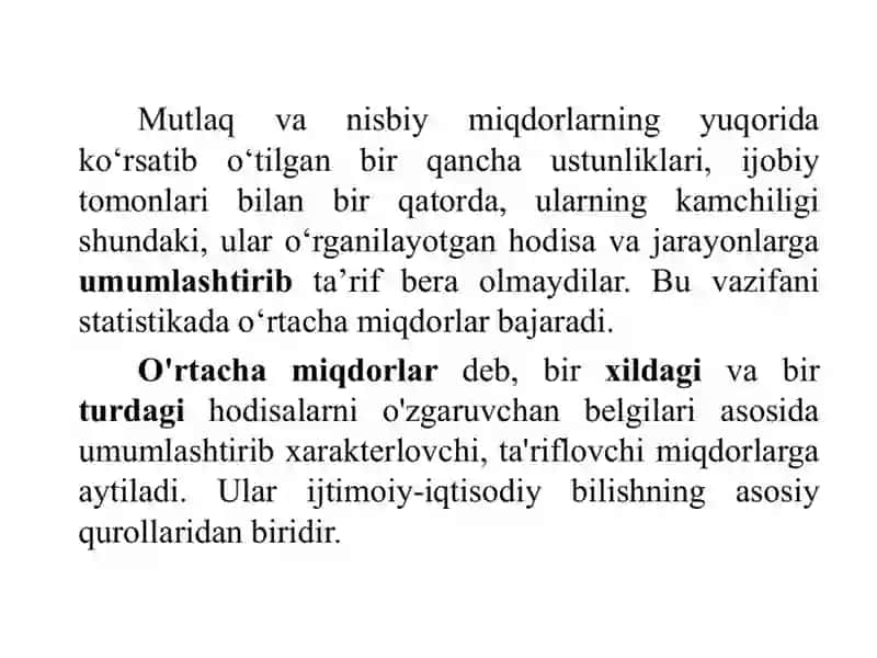 О‘rtacha miqdorlari  Variatsiya kо‘rsatkichlari 2