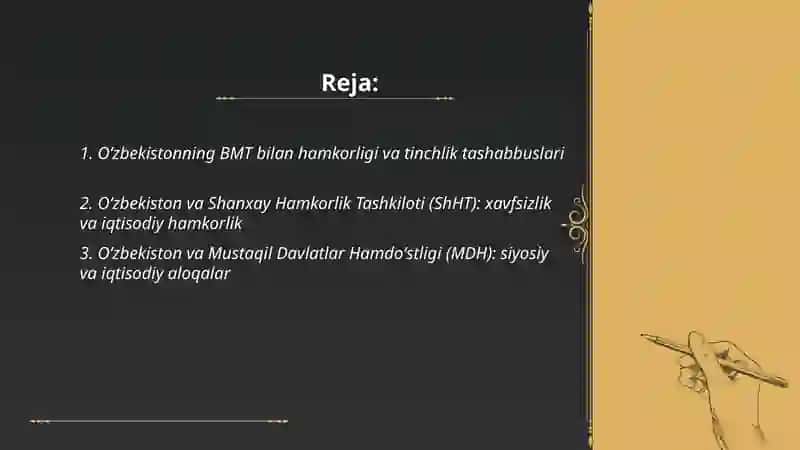 Oʻzbekistonda Xalqaro tashkilotlar va aloqalar 2