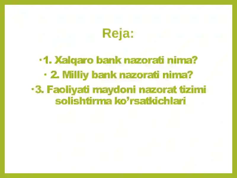 Xalqaro bank va milliy bank 2