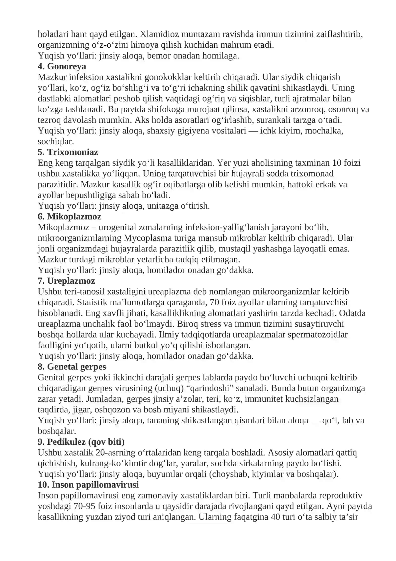 Jinsiy yo’l bilan yuqadigan kasalliklar 2