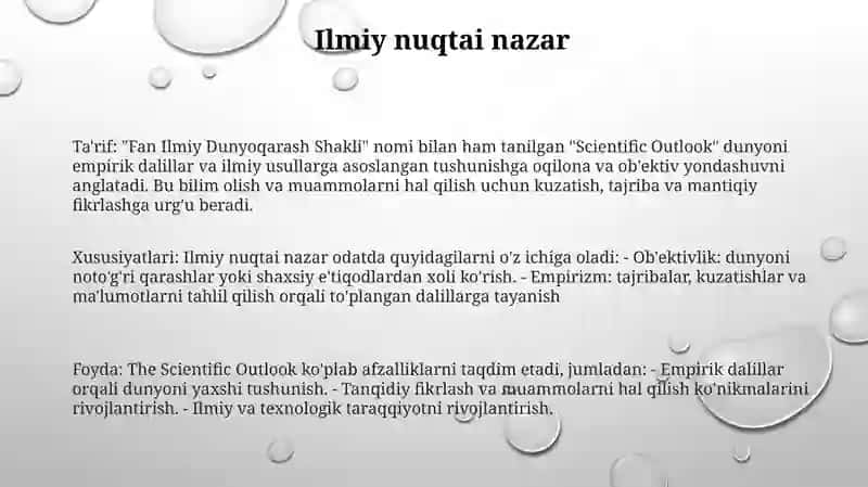Fan Ilmiy Dunyoqarash Shakli 2