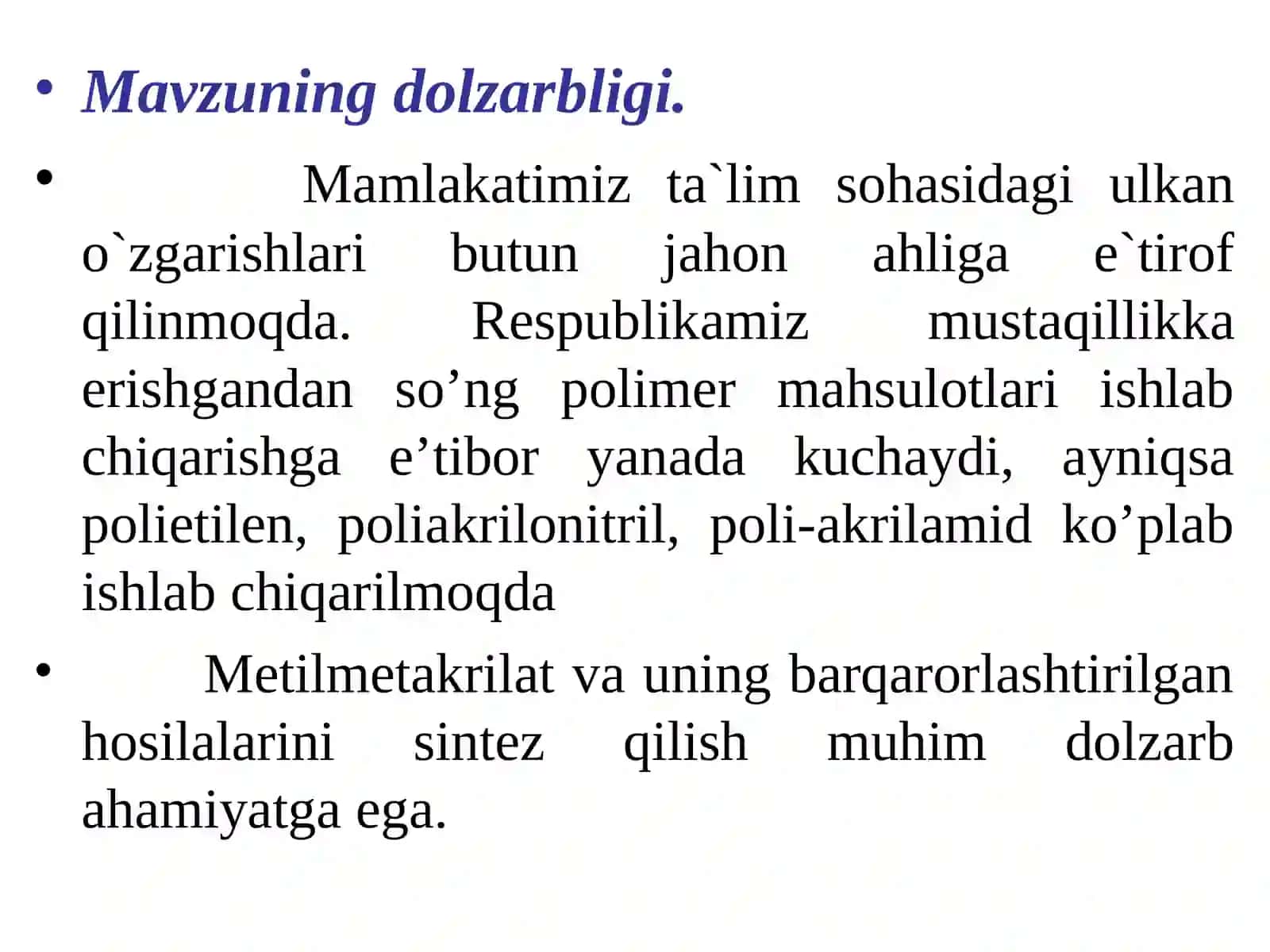 Geterohalqali polimetakrilatlar sintezi va ularning termooksidlanishini o’rganish 2