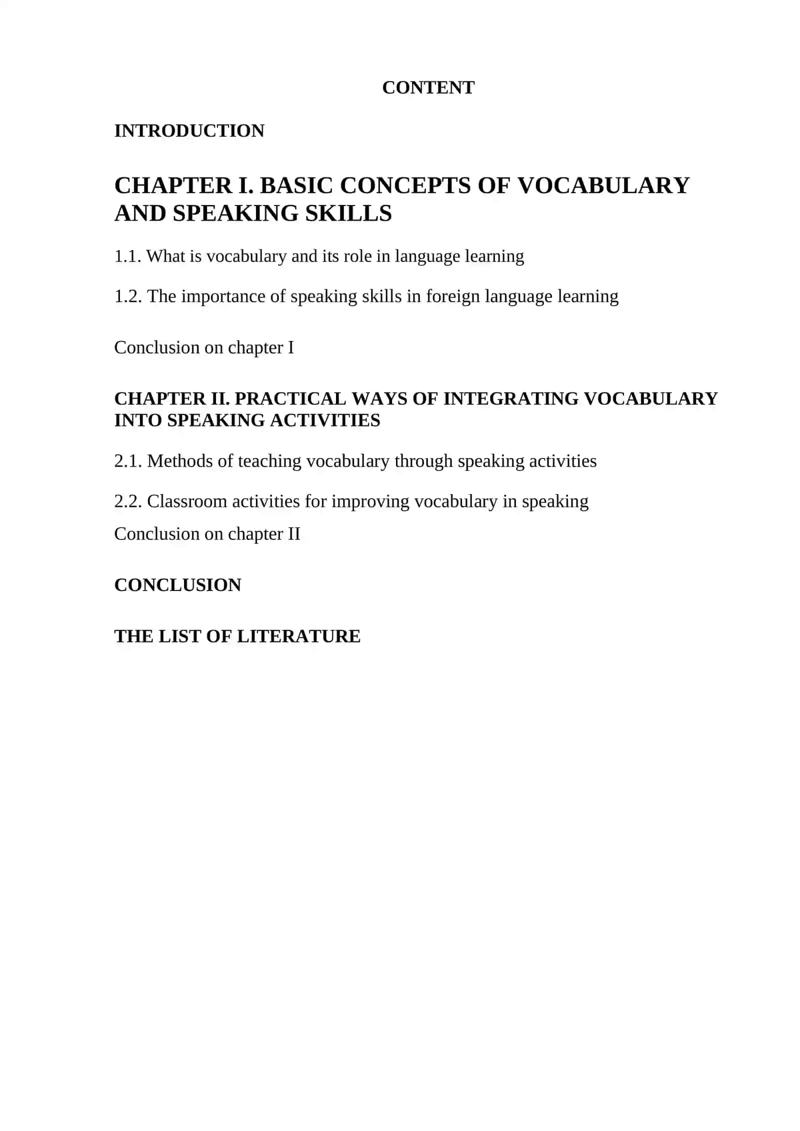COURSE WORK THEME: INTEGRATING VOCABULARY LEARING INTO SPEAKING ACTIVITIES 2