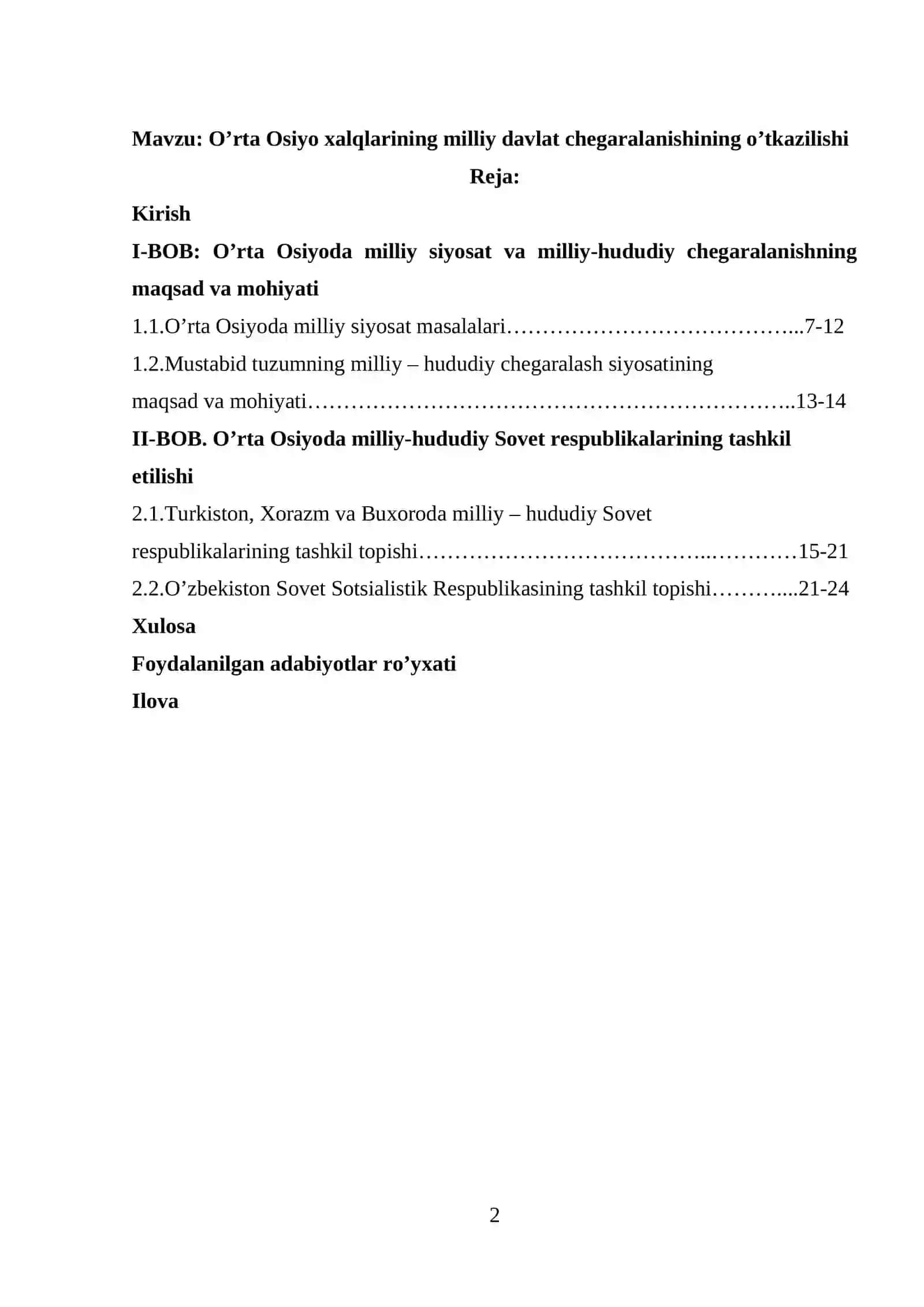 O’rta Osiyoda milliy-hududiy chegaralanish o’tkazilishi 2