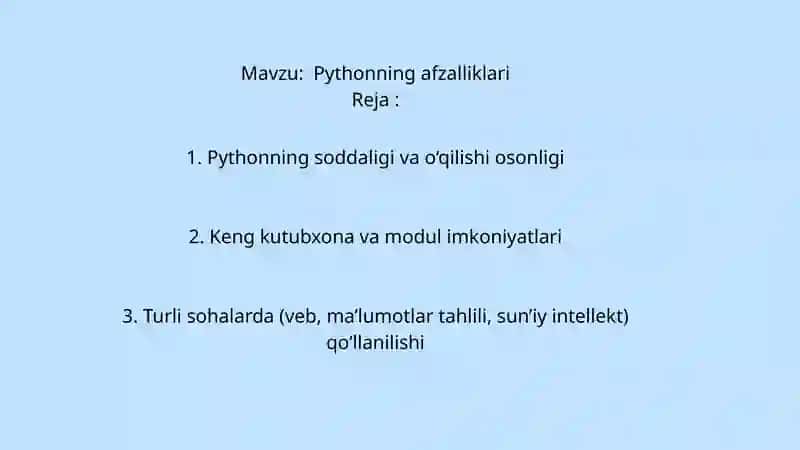 Pythonning  afzalliklari 2