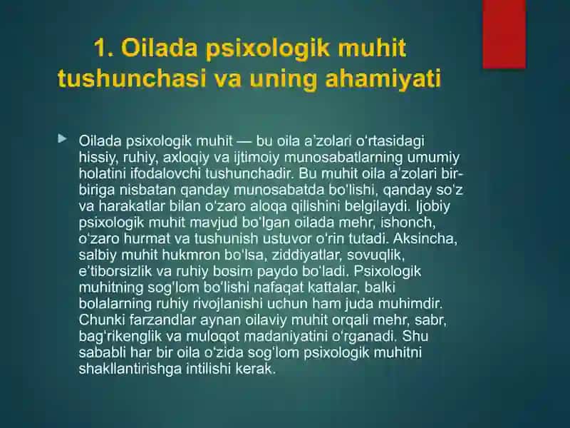 Oilada psixologik muhit 2