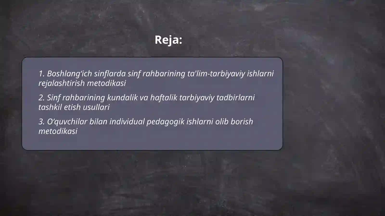 Sinf raxbarining faoliyatini tashkil etish metodikasi 2