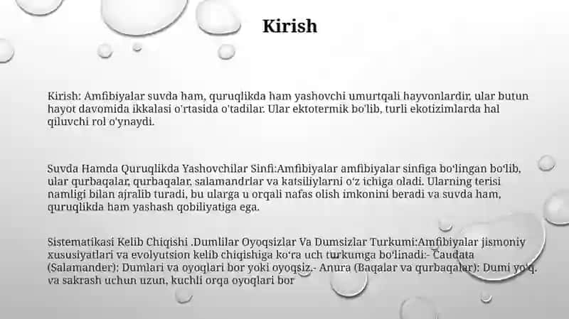 Suvda Hamda Quruqlikda Yashovchilar Sinfi 2