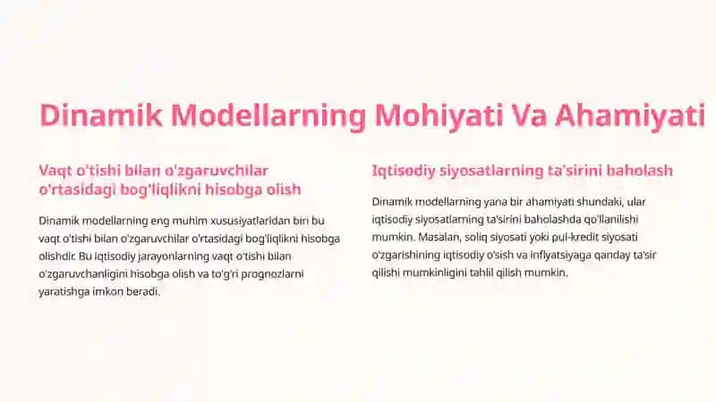 Dinamik Ekonometrik Modellardan Foydalanish 2