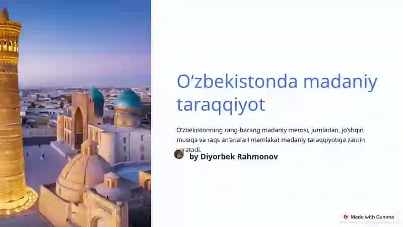O‘zbekistonning madaniy taraqqiyoti 2