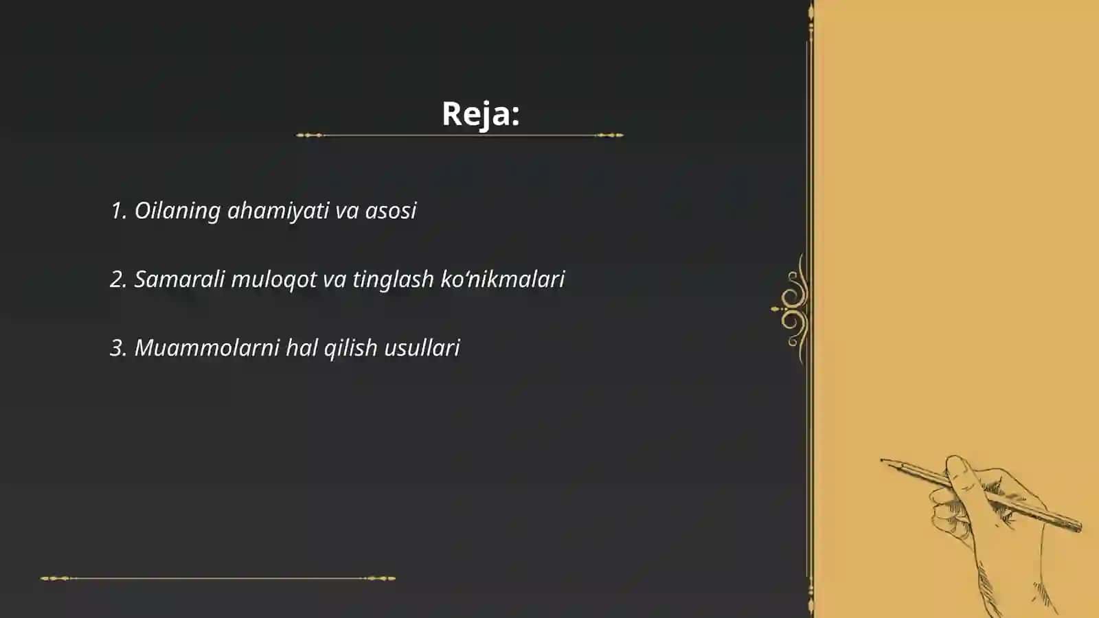 Yoshlarni oilaviy hayotga tayyorlash 2