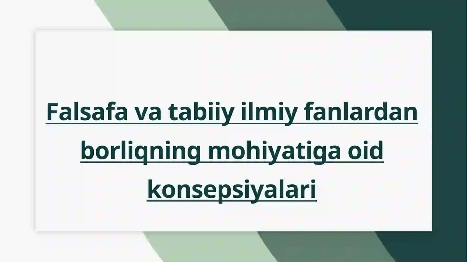 Falsafiya va tabiiy fanlar 2