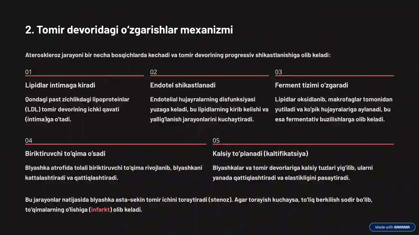 ATEROSKLEROZ – Mustaqil ish uchun batafsil ma’lumot 2