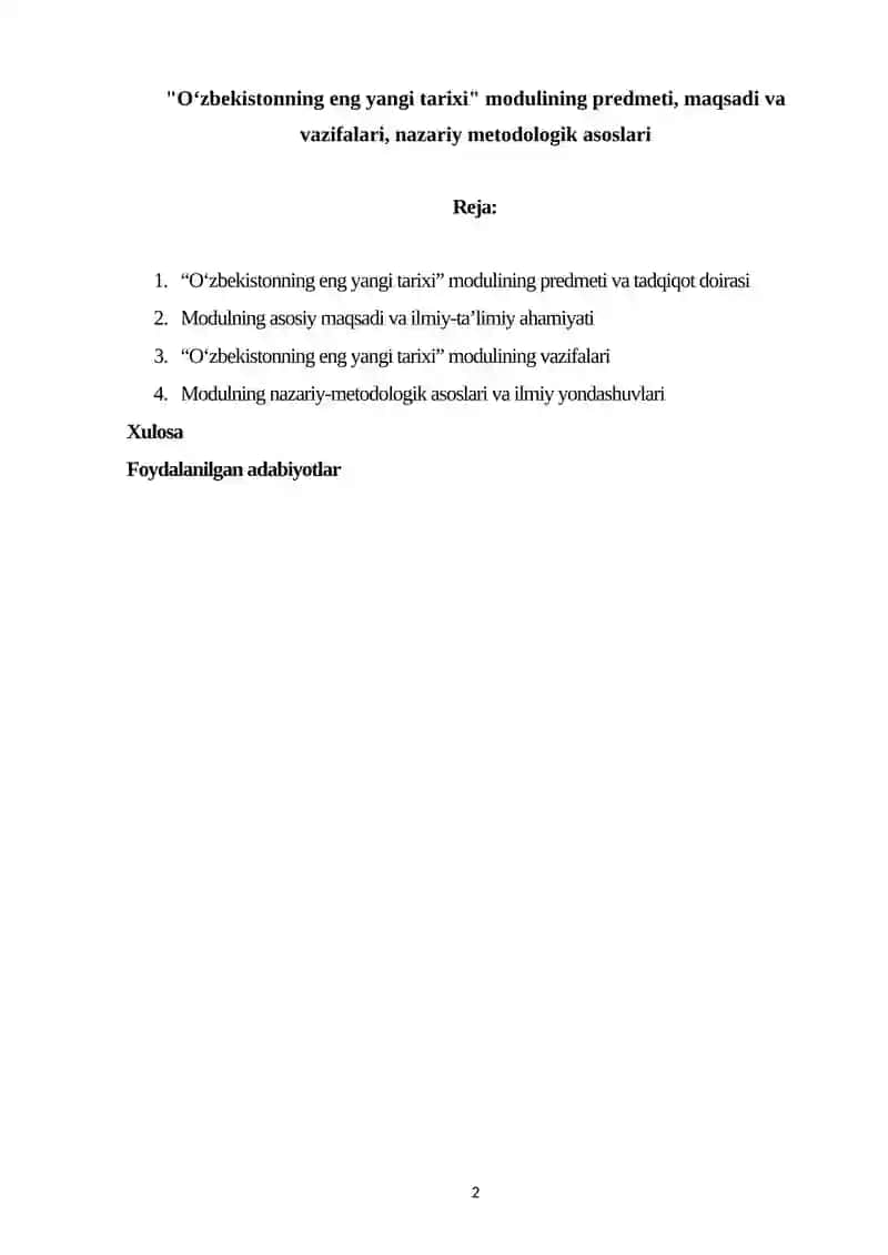 Referati "Yangi O‘zbekiston tarixi" 2