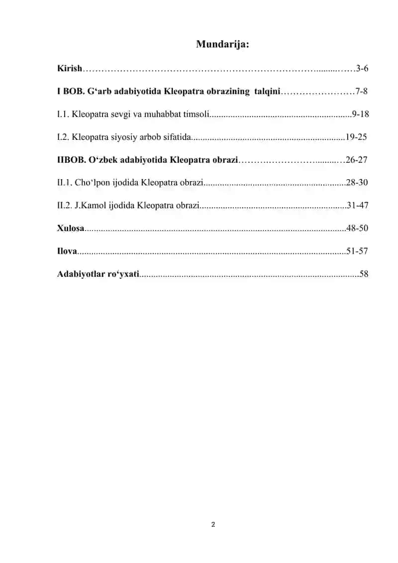 O‘zbek adabiyotida Kleopatra obrazining talqini 2