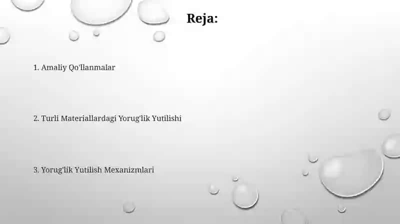Yorug‘likning turli materiallarda yutilishi 2