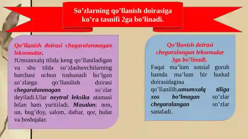 So’zlarning qo’llanish doirasi 2