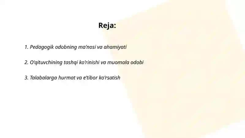 Pedagogik odob(pedagogning muomala odobi) 2