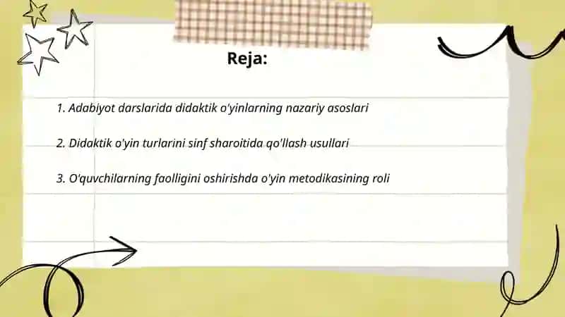 Adabiyot Darslarida Didaktik O'yinlardan Foydalanish 2