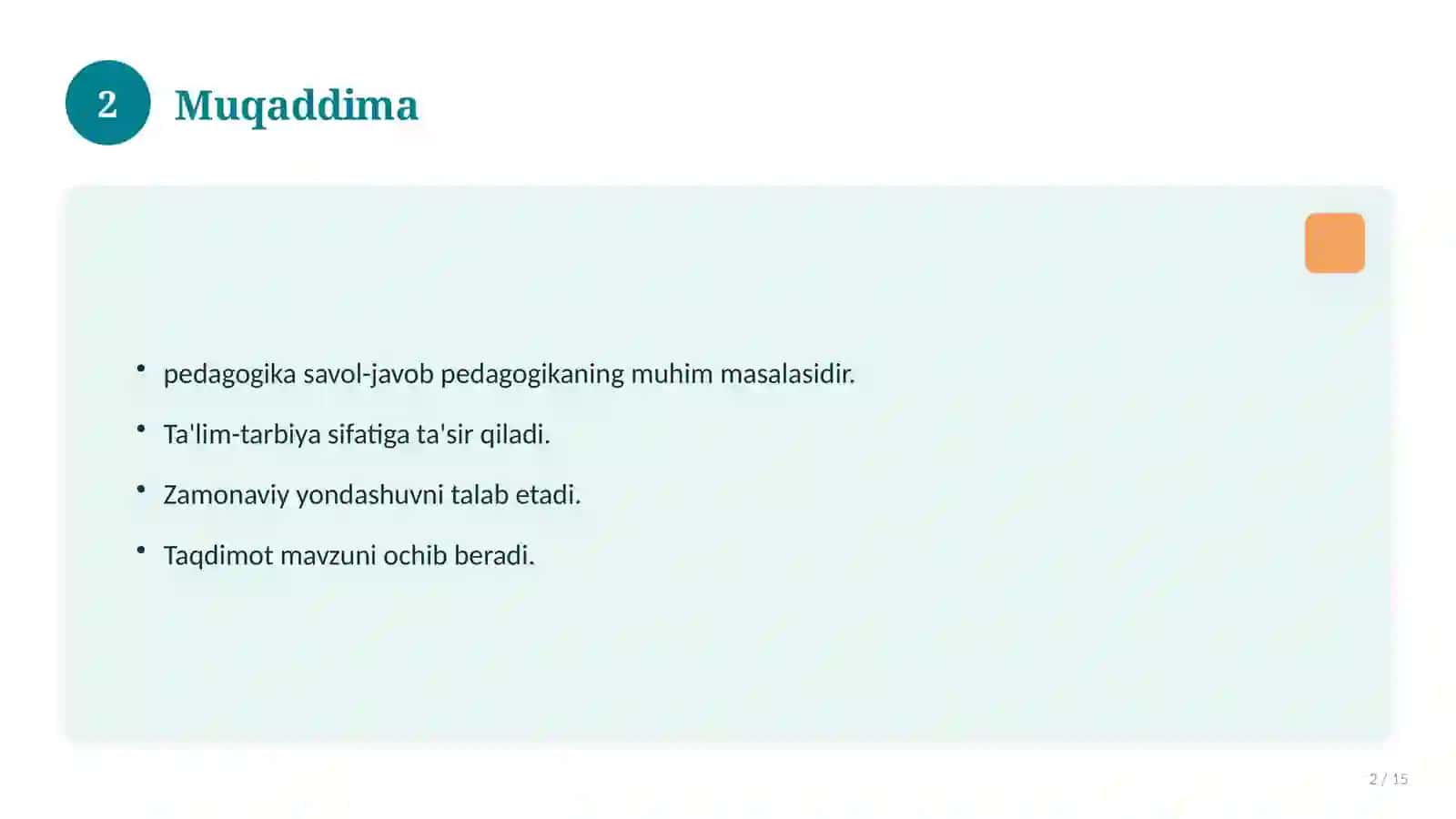 Pedagogika fanidan savol-javob 2