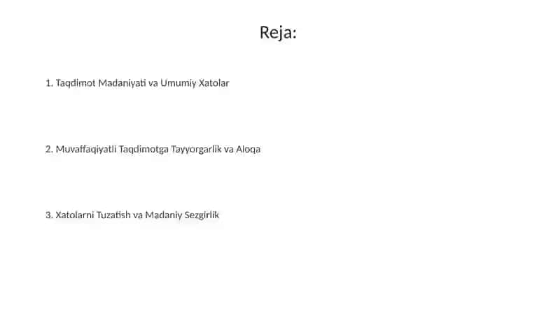 Taqdimotda gapirish madaniyati va keng tarqalgan hatolar 2