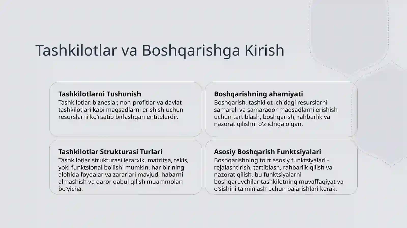 Tashkilotlar va ularni boshqarish 2