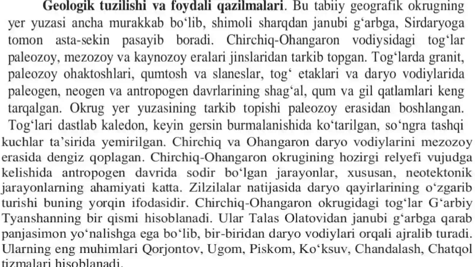 Chirchiq-Ohangaron tabiiy geografik okrugi 2