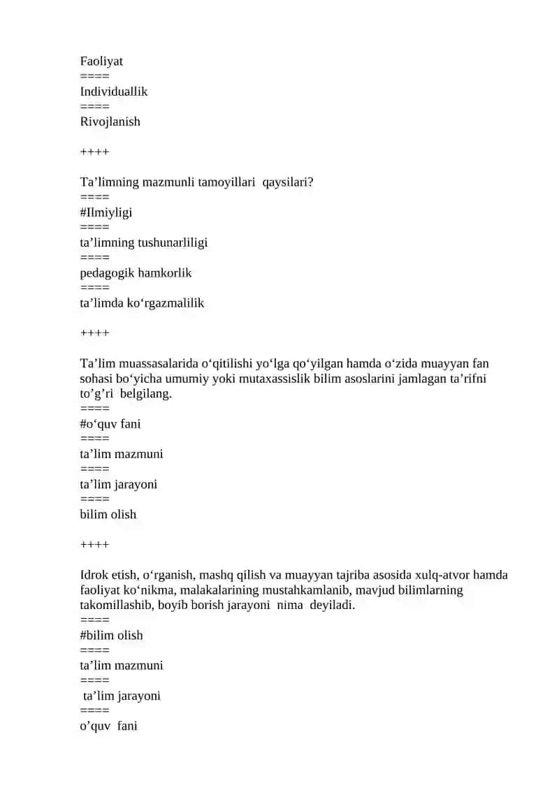 Uzluksiz ta‘limni faoliyat ko‘rsatish printsiplarini aniqlang. 2