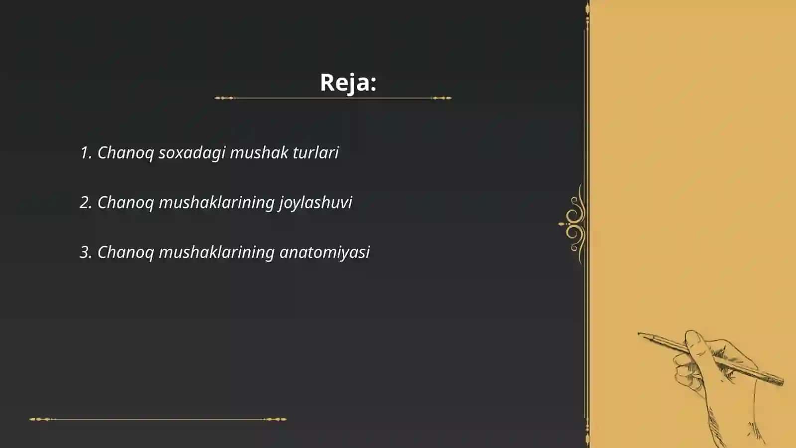 Chanoq soxadagi mushaklar, fastsiyalari 2