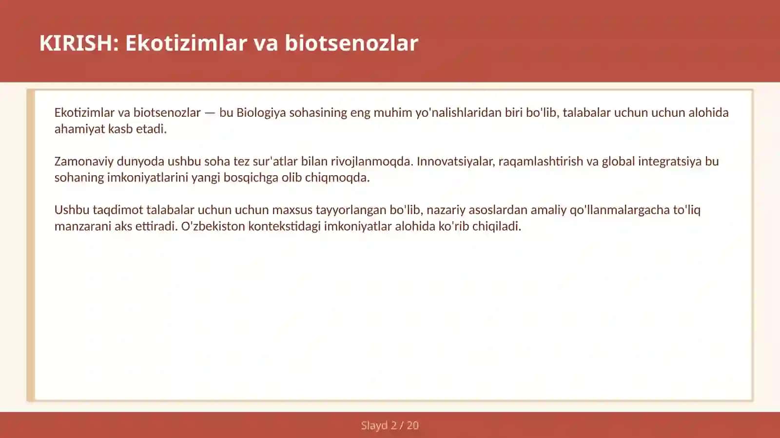 Ekotizimlar va biotsenozlar 2