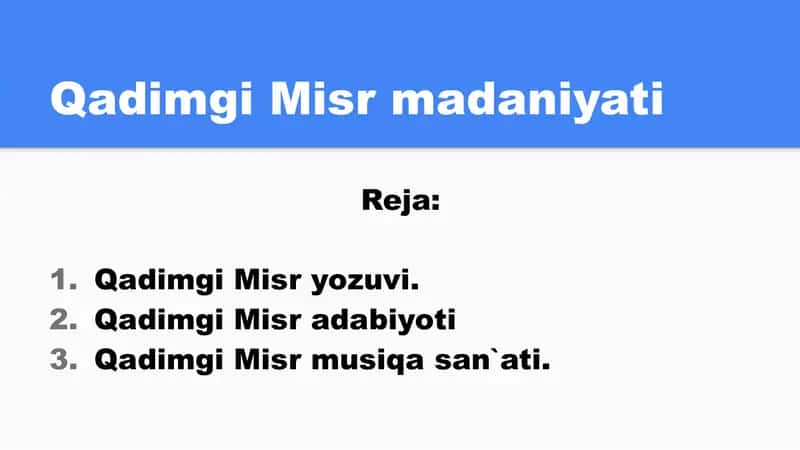 Qadimgi Misr Madaniyat 2
