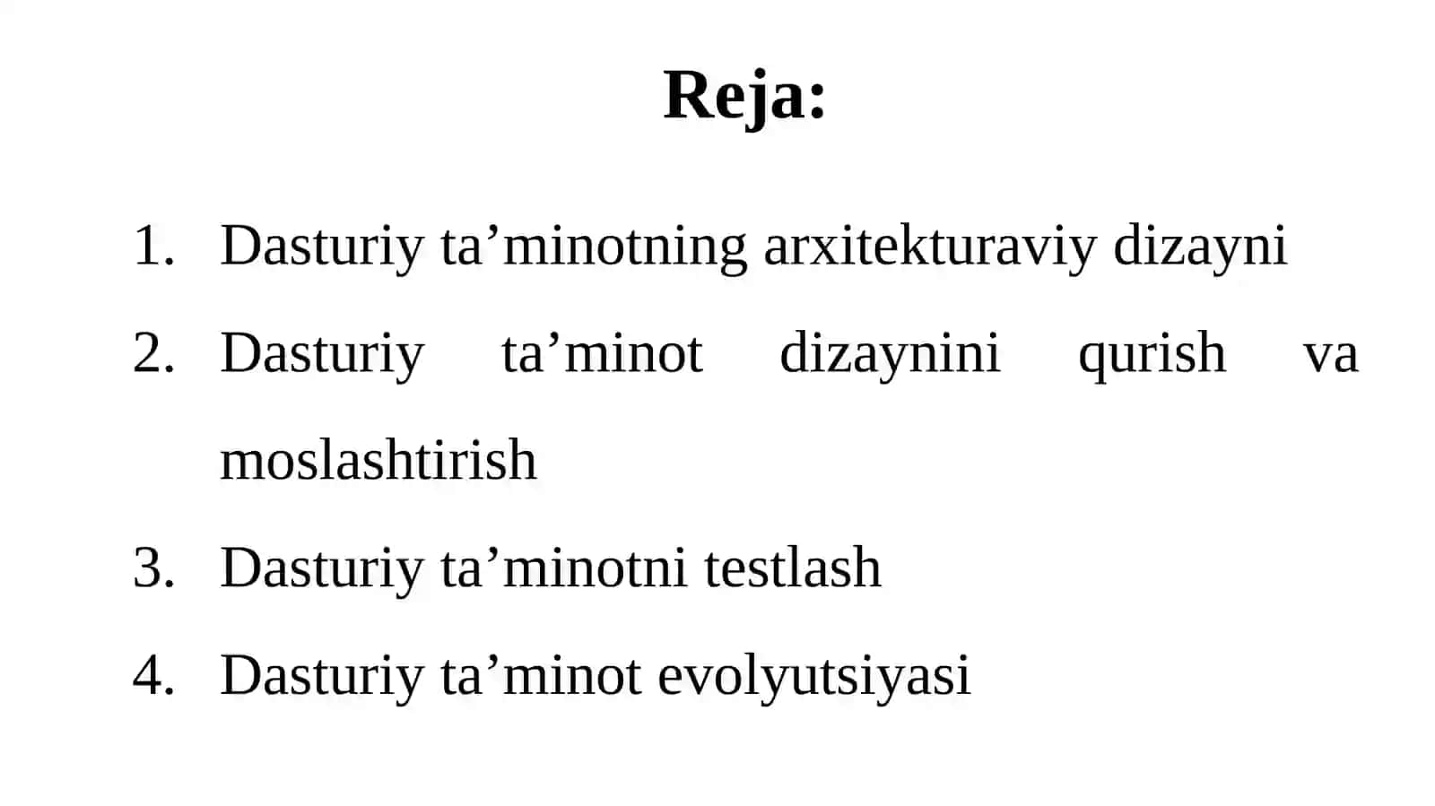 Dasturiy ta’minot dizaynini ishlab chiqish 2