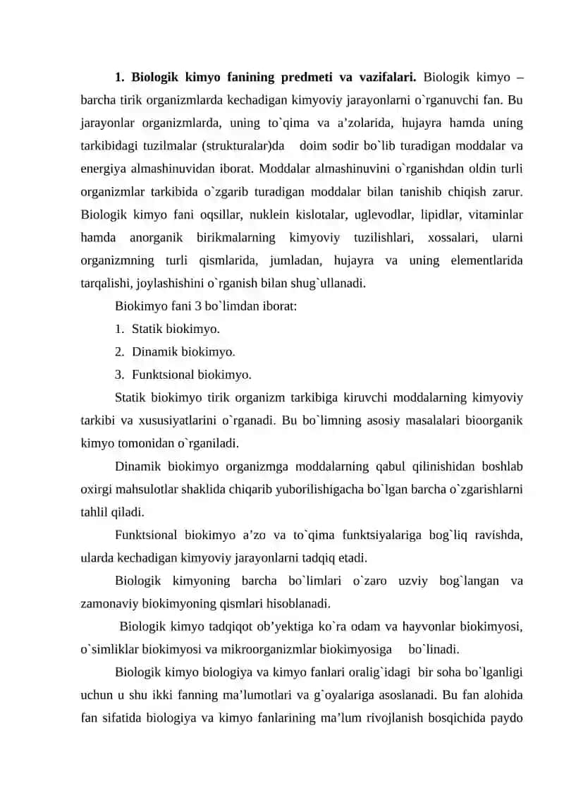 Biologik kimyo fani 2