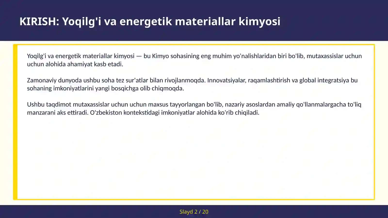 Yoqilg'i va energetik materiallar kimyosi 2
