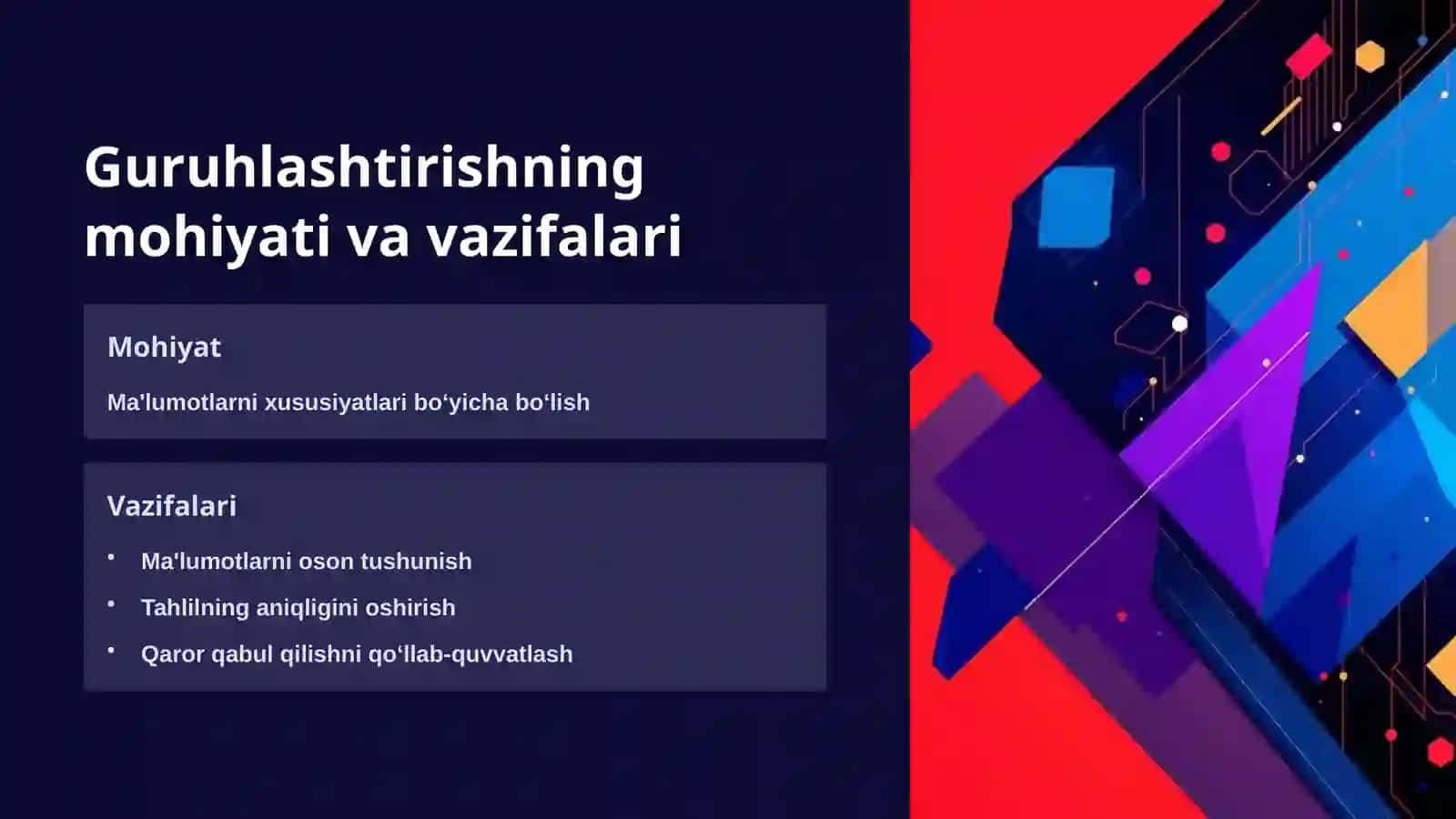 Guruhlashtirish usuli va uni tahlilda qo‘llanilishi 2