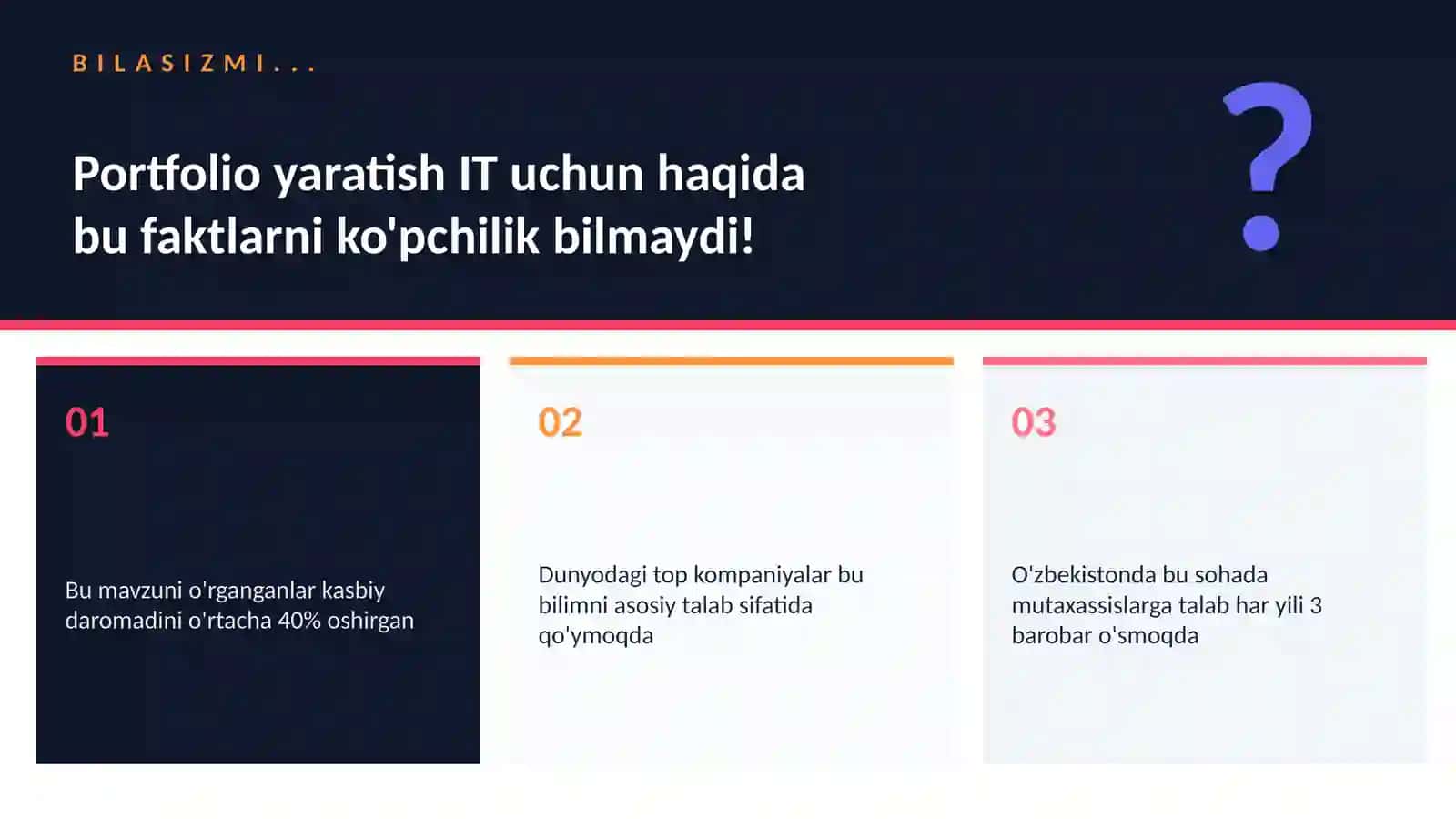 Portfolio yaratish IT uchun 2