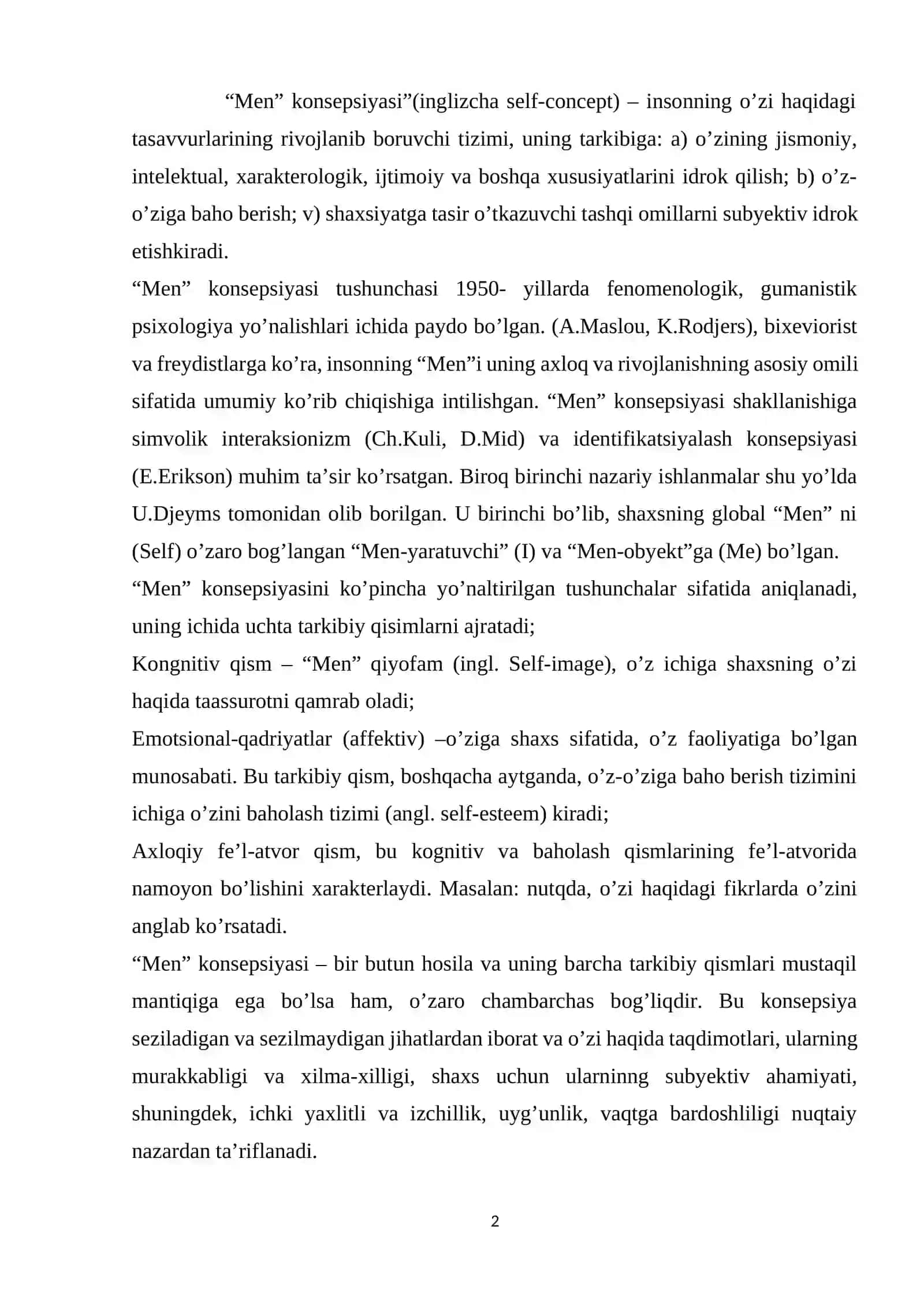 Ijtimoiy psixologiyada “Men” konsepsiyasini mohiyati 2