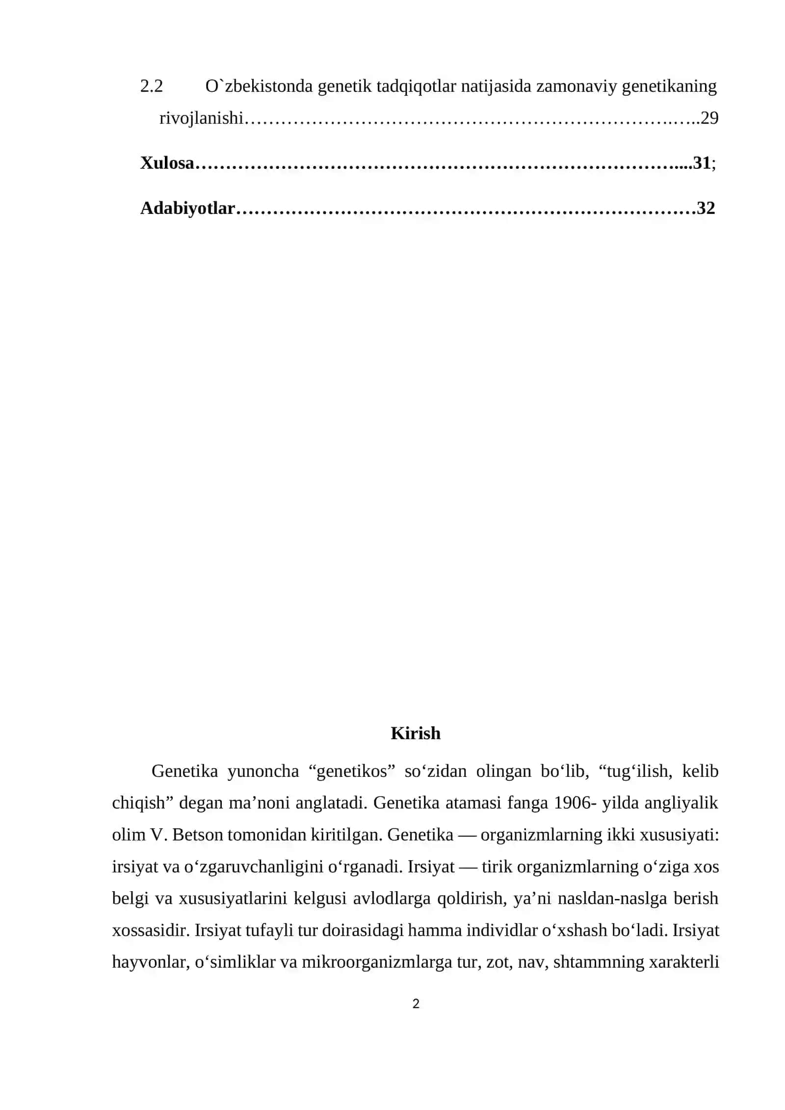 O`zbekistonda genetik tadqiqotlar natijasida zamonaviy genetikaning rivojlanishi 2