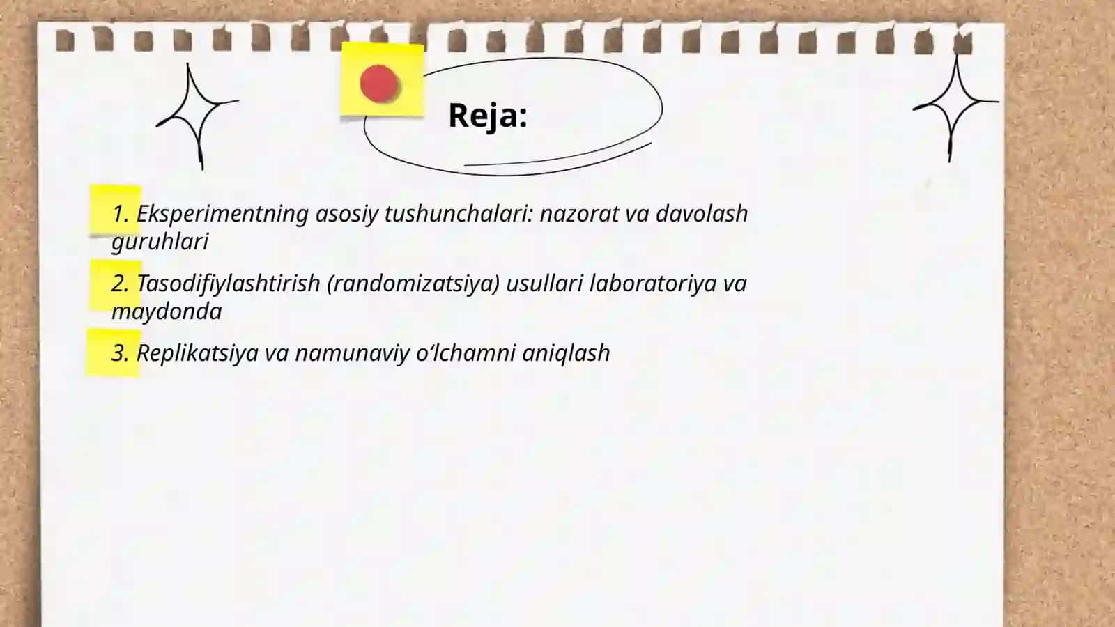 Eksperimentning asosiy tushunchalari 2