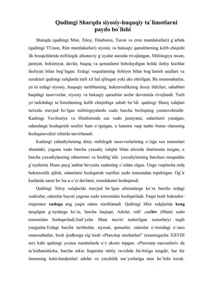 Qadimgi sharqda siyosiy va huquqiy ta`limotlar 2
